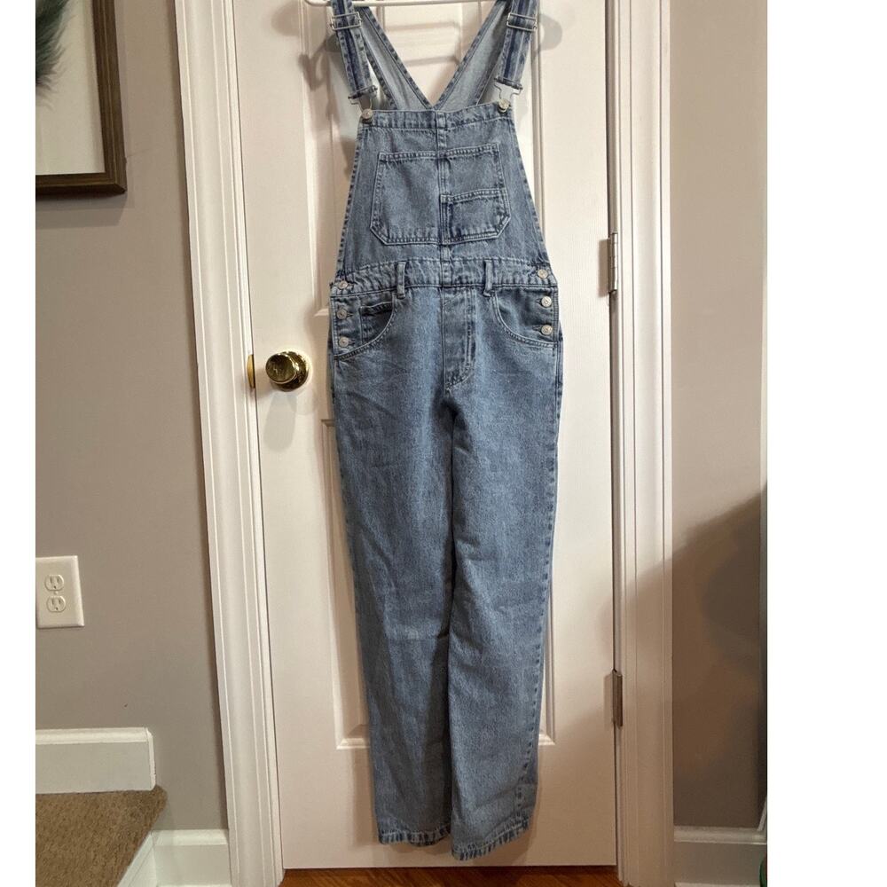 Free People We the Free Ziggy Denim Bib Overalls XL Boho Farm Peasant Cotton